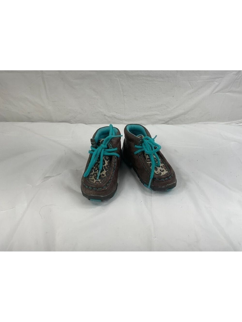 Twister Toddler Boots Shoes Size 4 Leslie Brown Blue Leopard Print Glitter